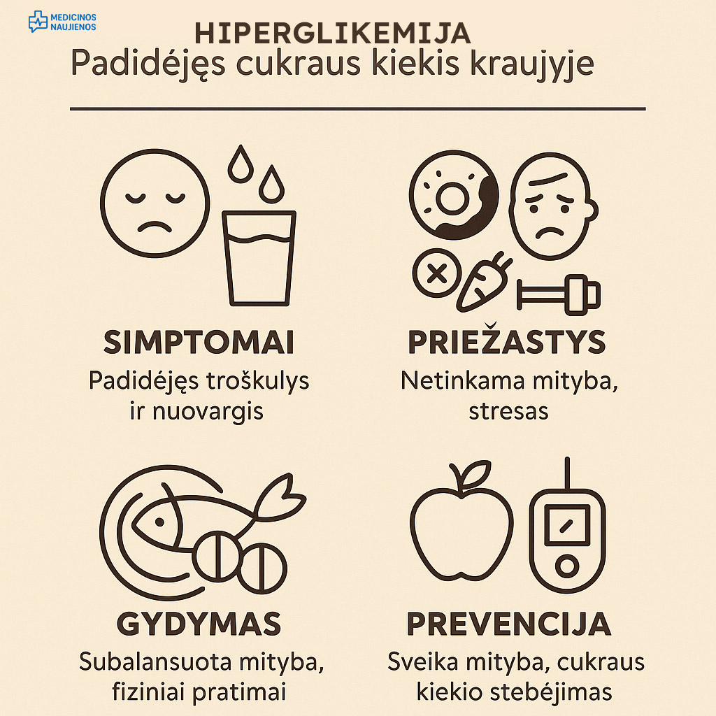 hiperglikemija padidejes cukraus kiekis kraujyje infografikas