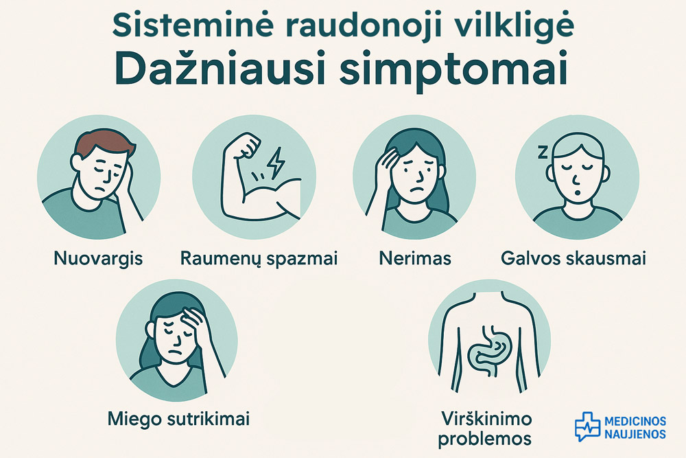 sistemines raudonosios vilkliges dazniausi simptomai